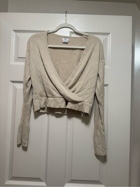 RVCA Ribbed Knit Faux Wrap Sweater
